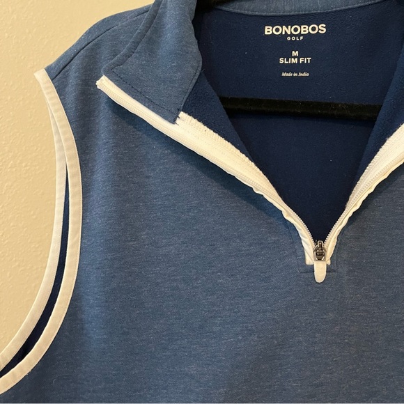 Bonobos Mens Slim Fit Golf 1/4 Zip Vest Pullover Fleece Blue Size M - Picture 2 of 5